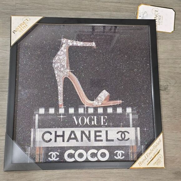 Instinct Style Chanel & Vogue Framed Glitter Hand Embellished Framed Wall Decor - Picture 3 of 6